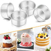 P&P CHEF 4 Inch Small Cake Pan Set of 4, Stainless Steel Baking Round Tins Bakeware for Mini Pizza, Quiche, Non Toxic & Healthy, Leakproof & Easy Clean, Mirror Finish & Easy Releasing