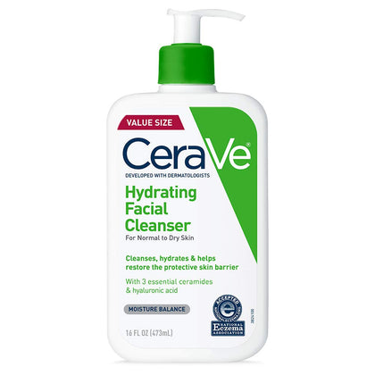 CeraVe Hydrating Face Wash | 16 Ounce | Daily Facial Cleanser for Dry Skin | Fragrance-Free