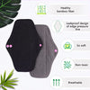 Rovtop 10 Pcs Reusable Sanitary Pads, Washable Black Cloth Menstrual Pads/Menstrual Towel/Sanitary Napkins with Bamboo Charcoal Absorbent Layer, 3 Size Replace and 1 Mini Waterproof Portable Bag