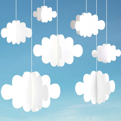 Ayfjovs 10 PCS 3D Cloud Decorations White Hanging Clouds for Ceiling Cloud Party Decorations Cloud Ornaments Hanging Ceiling Decor for Art Stage Wedding Nursery Children Room Baby Baptism Party