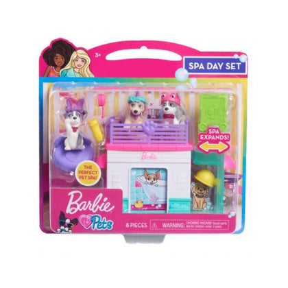 Barbie Pets Spa Day Playset, 8 Piece Connectible Playset with Pet Figures and Accessories, Kids Toys for Ages 3 Up by Just Play