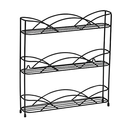 Spectrum Diversified 3-Tier Spice Rack Shelf Organizer for Kitchen Countertop, Pantry, Bathroom, or Closet with Optional Wall Mount, Black