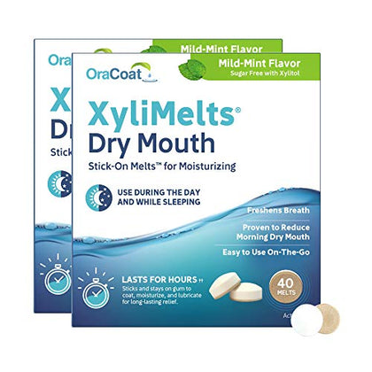 Oracoat Xylimelts Oral adhering Discs, Mild Mint, 40 Count, Pack of 2