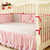 Brandream Pink Butterfly Floral Crib Bedding Sets for Girls | 4 Piece Nursery Set | Crib Comforter, Fitted Crib Sheet, Crib Skirt, Diaper Stacker Included