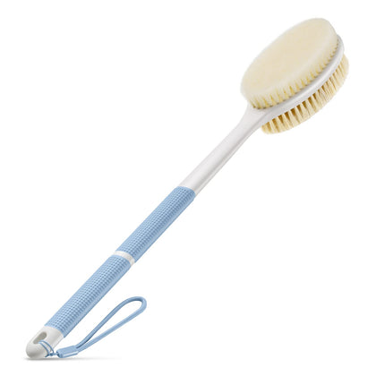 Back Scrubber Anti Slip for Shower,Back Brush Long Handle with Stiff and Soft Bristles,Body Exfoliator for Bath or Dry Brush(Blue)