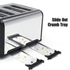 KitchMix Toaster 4 Slice, Bagel Stainless Toaster with LCD Timer, Extra Wide Slots, Dual Screen, Removal Crumb Tray (Gray)