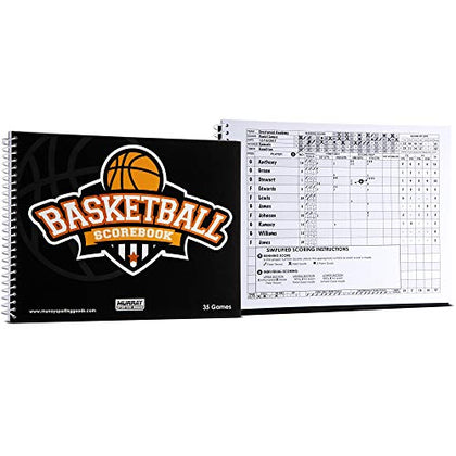 Murray Sporting Goods Basketball Scorebook - 35 Games Score Book Side by Side Score Keeping Book for Stats | Basketball Stat Tracking Book - High School, Middle School, Little League for Scorekeepers