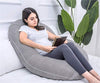 1 MIDDLE ONE Pregnancy Pillow, C Shaped Full Body Pillow for Maternity Support, Pregnant Women Sleeping Pillow with Velvet Cover (Dark Grey)