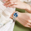 OLEVS Womens Watch Fashion Dress Diamond Female Watches for Ladies Analog Quartz Stainless Steel Waterproof Luminous Day Date Blue Silver Two Tone Wristwatch