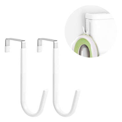 2pcs Potty Seat Hook, Multifunctional Potty Hook for Kids Z Shaped Door Hangers No Drill Over The Door Hooks for Hanging Potty Training Seat Toilet Tank Wardrobes Closets Cabinets (White)