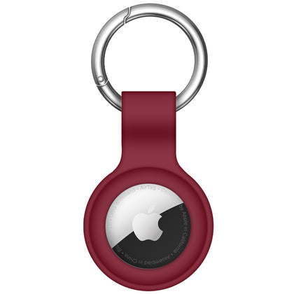Linsaner Compatible with AirTag Case Keychain Air Tag Holder Silicone AirTags Key Ring Cases Tags Chain Apple AirTag GPS Item Finders Accessories?Wine Red