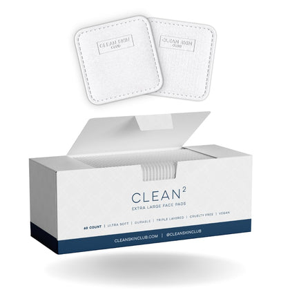 Clean Skin Club Clean² Pads 2.0 [New & Improved Edges] Guaranteed Not to Shed & Tear Face Pads, Unique Triple Layers, Textured & Ultra Soft Side, Organic Disposable Cotton, Pair with Makeup Remover
