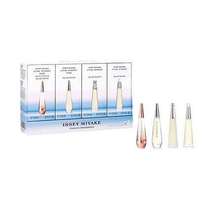 Leau Dissey Miniatures Set by Issey Miyake for Women - 4 Pc Mini Gift Set 4x3.5 ml Leau Dissey EDP, Leau Dissey EDT, Leau Dissey Pure EDP, Leau Dissey Pure Nectar EDP