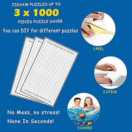 Preserve 3 X 1000 Piece Puzzle Glue Sheets, 20 Sheets Puzzle Saver, Puzzle Glue and Frame, No Mess Puzzle Saver Kit for Large Puzzles, Puzzle Glue Sheets to Preserve Your Finished Puzzle for Adults