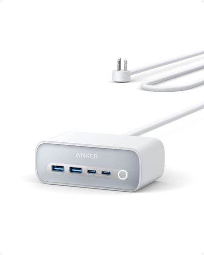 Anker 525 Charging Station, 7-in-1 USB C Power Strip for iphone13/14, 5ft Extension Cord with 3AC,2USB A,2USB C,Max 65W Power Delivery Desktop Accessory for MacBook Pro, Home, Office (Aurora White)