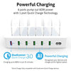 SooPii 60W 6-Port Charging Station for Multiple Devices, PD 20W USB C Fast Charging for lPhone 14/13/12,6 Short Cables Included, 2 in 1 Holder,for Phones,Tablets and Others,White