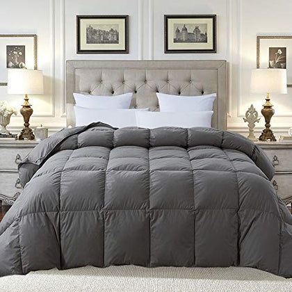 Cosybay Feather Down Comforter - All Season Grey Twin Size Down Duvet Insert- Luxurious Hotel Bedding Comforters with 100% Cotton Cover - Twin/Twin XL 68 x 90 Inch
