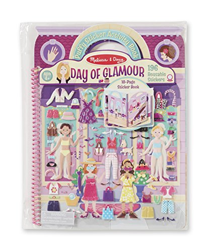 Melissa & Doug Puffy Sticker Activity Book: Day of Glamour - 196 Reusable Stickers - Fashion Activities For Kids, Reusable Sticker Fashion Toy, Restickable Sticker Book For Kids Ages 4+