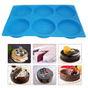 6-Cavity Large Cake Molds Silicone Round Disc Resin Coaster Mold Non-Stick Baking Molds, Mousse Cake Pan, French Dessert, Candy, Soap (Blue)