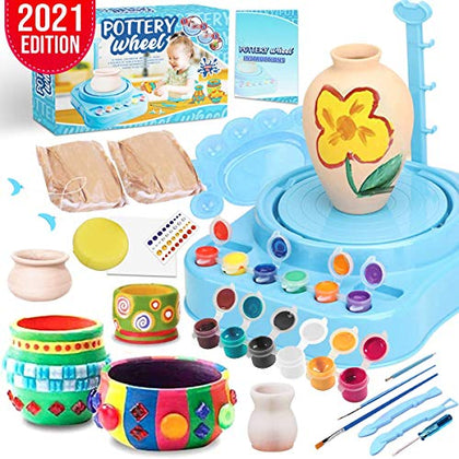 Insnug Mini Kids Pottery Wheel: Complete Painting Kit for Beginners with Modeling Clay and Sculpting Tools, Arts & Crafts Small Banding Wheel for Pottery, Tiny Pottery Wheel for Kids Age 8-12, 10-13