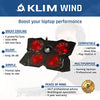 KLIM Wind - Laptop Cooling Pad - More Than 500 000 Units Sold - 2023 Version - The Most Powerful Rapid Action Cooling Fan - Laptop Stand with 4 Cooling Fans at 1200 RPM - USB Fan - PS5, PS4 - Black