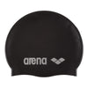 Arena Classic Unisex Silicone Swim Cap for Adults, Training and Racing, 100% Silicone, Wrinkle-Free, Black/Silver