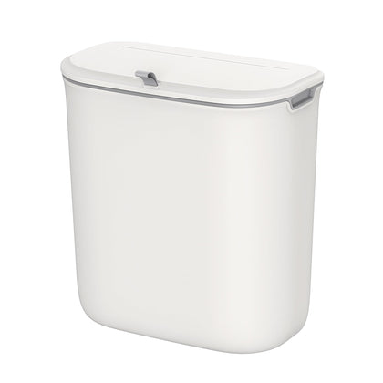 SONGMICS Compost Bin Kitchen 2.4-Gallon/9L Kitchen Trash Can with Lid, Hanging Trash Can, Wall Mounted Trash Can, for Cupboard, Bathroom, Kitchen Cabinet Countertop or Under Sink, White ULTB820W9