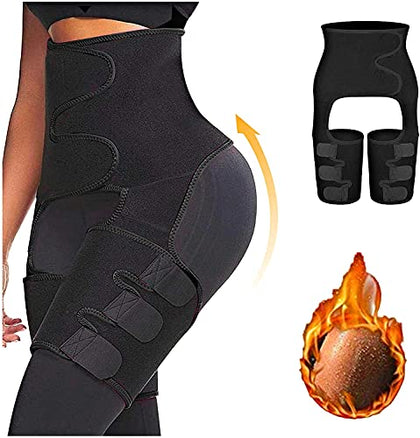 YWYJOSOF Waist Trainer for Women, 3 in 1 Waist Thigh Trimmer and Weight Loss Butt Lifter Shaper for Workout,Training Fitness Shapewear Body Shaper Belt for Weight Loss Thigh Trimmers Black