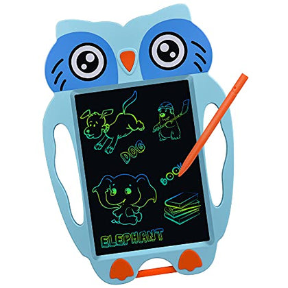 Toys Gifts for 3 4 5 Year Old Boys LCD Writing Tablet Kids Birthday Gifts Back to School Gifts Owl Shape Doodle Board HD Colorful Screen Toddlers Educational Learning Toy (Blue)