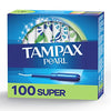 Tampax Pearl Tampons Super Absorbency,With Leakguard Braid, Unscented, 50 Count x 2 Packs (100 Count total)
