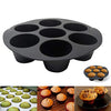 Silicone Muffin Cake Cups, 7Cup Non-Stick Muffin Cupcake Tin Tray Baking Mould for 3.5-5.8 L Air Fryer Accessories,Chocolate Universal Cake Cups