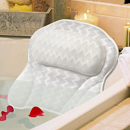 Bath Pillow Luxury Bathtub Pillow, Besititli Ergonomic Bath Pillows for Tub Neck and Back Support, Bath Tub Pillow Rest 4D Air Mesh Breathable Bath Accessories for Women & Men