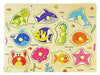 Wooden Peg Puzzle, Sea Creature Chunky Baby Puzzles, Colorful Wood Shape Puzzle Peg Board, Animal Knob Puzzle for Educational Toddlers 18 Months and Up, 11 Pieces