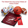 Valiant Sports Ball Pump Inflator with 5 Needles (Pin) and Pouch, Dual Action Hand Held Portable Air Pump with pins to Inflate Soccer Ball, Football, Volleyball, Rugby,Netball & Basketball (Red)