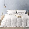 JELLYMONI Cal King Size Pure White 100% Washed Cotton Duvet Cover Set, 3 Pieces Luxury Soft Bedding Set with Buttons Closure Solid Color Pattern Duvet Cover(No Comforter)