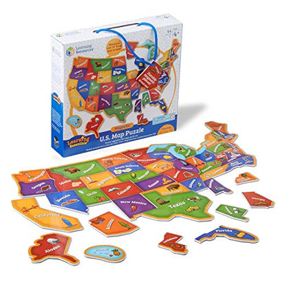 Learning Resources Magnetic US Map Puzzle - 44 Pieces, Puzzles for Kids Ages 4+, US Map for Kids Learning, Geography for Kids,Kindergartner Learning Toys