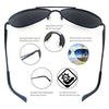J+S Premium Military Style Classic Aviator Sunglasses, Polarized, 100% UV protection (Large Frame - Black Frame/Black Lens)