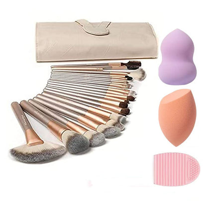 NEVSETPO Makeup Brushes Set Quality Makeup Brushes Set Professional Full Face Makeup Kits with Beauty Blender Silicone Face Mask Brush Travel PU Bag Included Solid Wood Handle