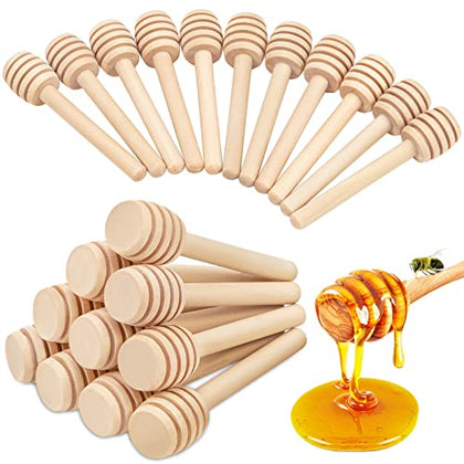 25Pcs Honey Dipper Sticks - Wooden Honey Dipper, 3 Inch Mini Honeycomb Stick, Honey Stirrer Stick for Honey Jar Dispense Drizzle Honey and Wedding Party Gift