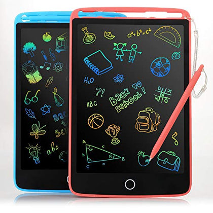 2 Pack LCD Writing Tablet for Kids - Colorful Screen Drawing Board 8.5inch Doodle Scribbler Pad Learning Educational Toy - Gift for 3-6 Years Old Boy Girl (Blue/Pink)