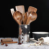 Wooden Spoons for Cooking,Nonstick Kitchen Utensil Set, Non Scratch Natural Teak Wooden Utensils for Cooking(Teak 8 Pack)