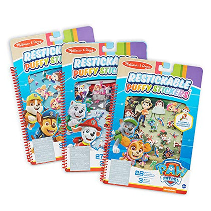 Melissa & Doug PAW Patrol Restickable Puffy Stickers 3-Pack - Adventure Bay, Jakes Mountain, Jungle - PAW Patrol-Themed Resuable Sticker Activity Sets For Kids