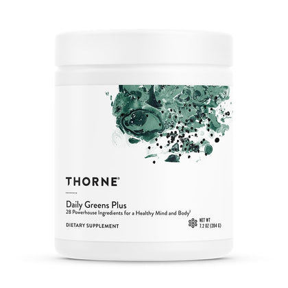 THORNE Daily Greens Plus - Comprehensive Greens Powder with Matcha, Spirulina, Moringa and Adaptogen, Mushroom and Antioxidant Blends - Refreshing, Mint Flavor 7.2 Oz - 30 Servings