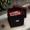 ZOBER Christmas Ornament Storage Box - Stores 64 Ornaments - Non-Woven, Tear- Proof Christmas Ornament Storage Containers - 3 Inch Cube Compartments - Black