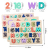 Wooden Puzzles for Toddlers, Voamuw Wooden Alphabet Number Shape Puzzle Toddler Education Learning Toys for Kids Ages 3 4 5 Years Old (Set of 3)