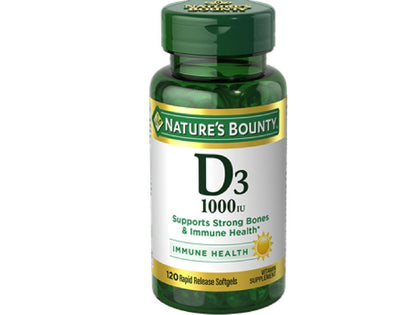 Nature's Bounty Vitamin D3 1000 IU Immune Health, 120 Softgels (Pack of 1)