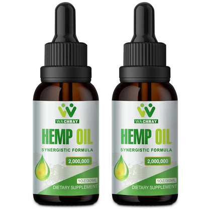 Hemp Oil Drops High Potency - 2,000,000 Maximum Strength Organic Grown in The USA - Natural Hemp Tincture - C02 Extraction, Vegan, Non-GMO Pack of 2