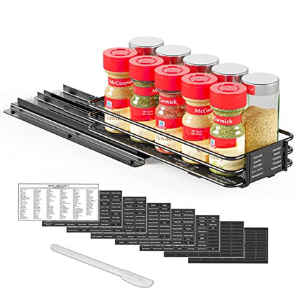 SpaceAid Pull Out Spice Rack Organizer for Cabinet, Heavy Duty Slide Out Seasoning Kitchen Organizer, Cabinet Organizer, with Labels and Chalk Marker, 4.5