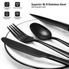 NETANY 24 Pieces Black Silverware Set, Black Flatware Set, Food-Grade Stainless Steel Cutlery Set for 4, Tableware Eating Utensils, Mirror Finished, Dishwasher Safe