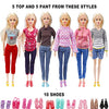 PURPERCAT 26 Pack Doll Clothes and Accessories - 1 Winter Coat 1 Jacket 4 Fashion Dresses Clothes 5 Top and 5 Pants 10 Pairs Shoes, Size Suit for11 Inch Doll